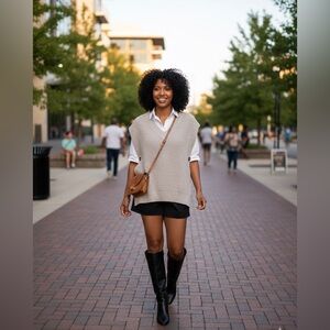 RDI Women's Cream‎ V-Neck Sweater transition season piece